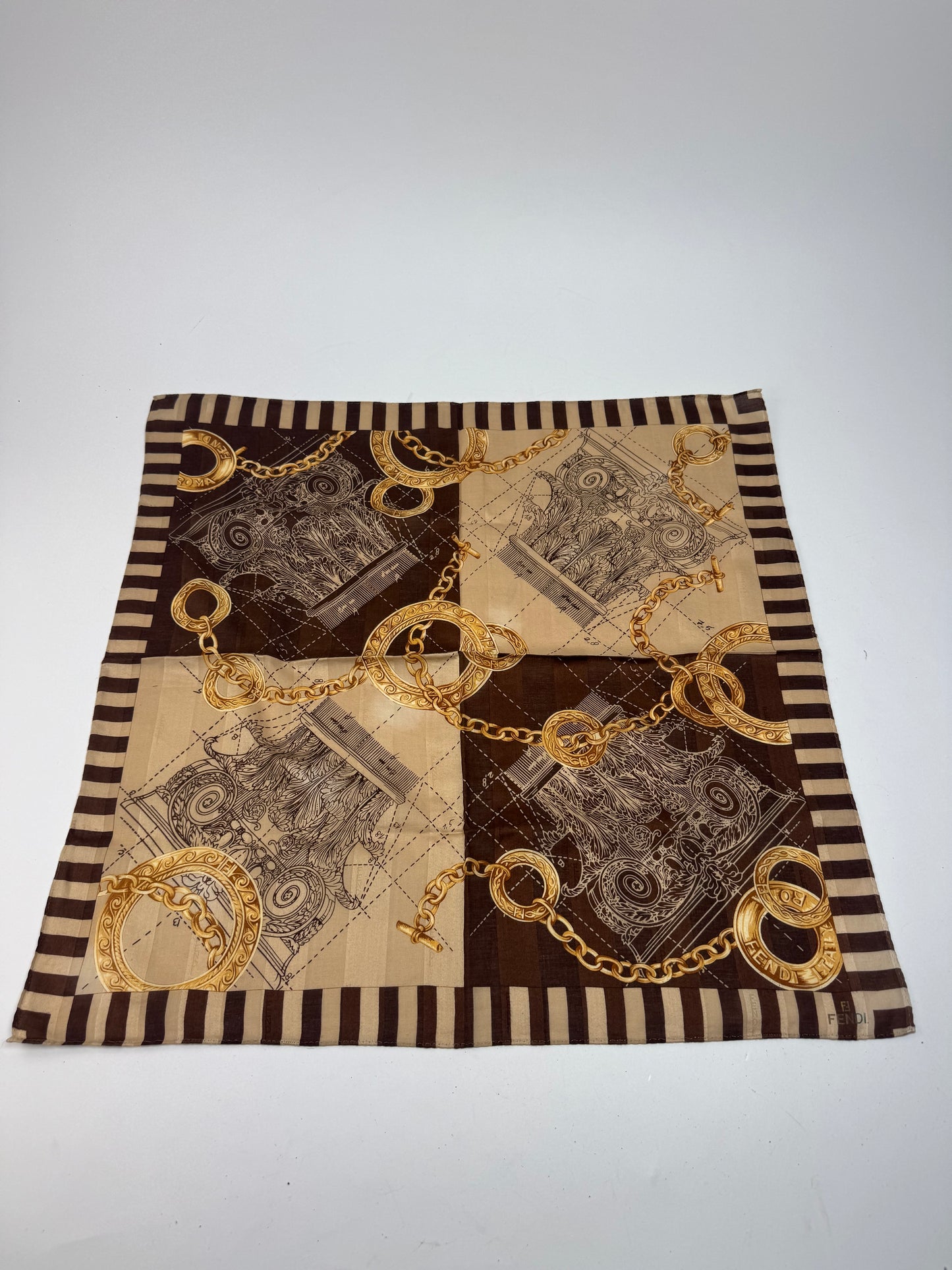 Vintage Fendi Baroque Scarf Brown Gold