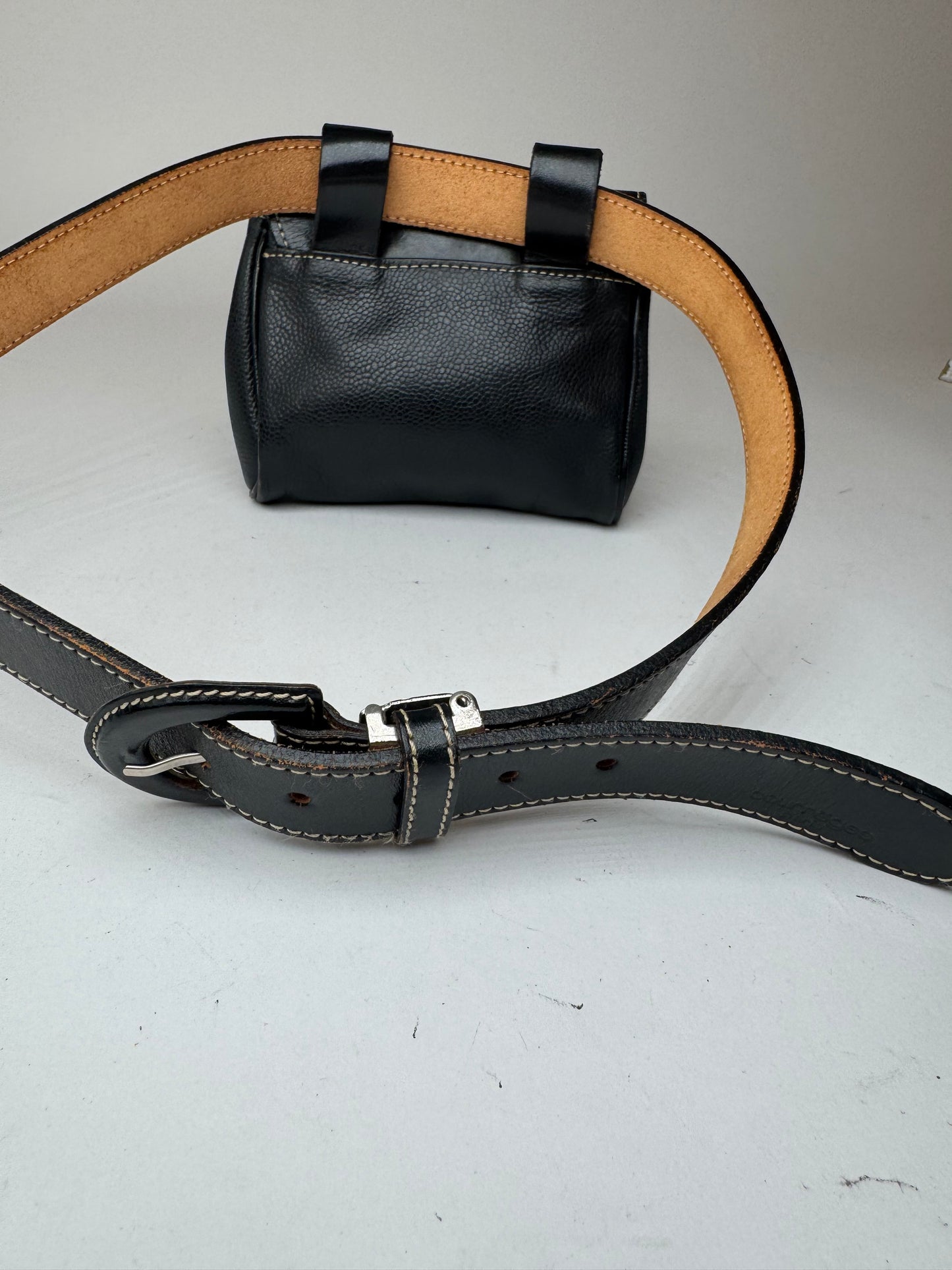 Vintage Courreges Leather belt bag black