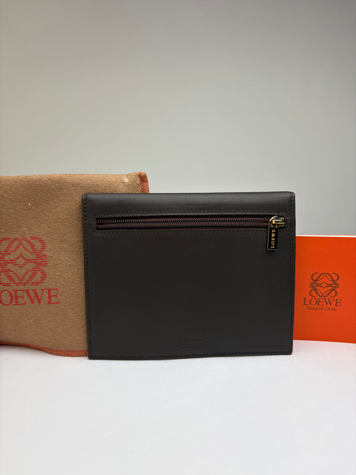 Vintage Loewe Flap Wallet Black Tan c. Late 2000s