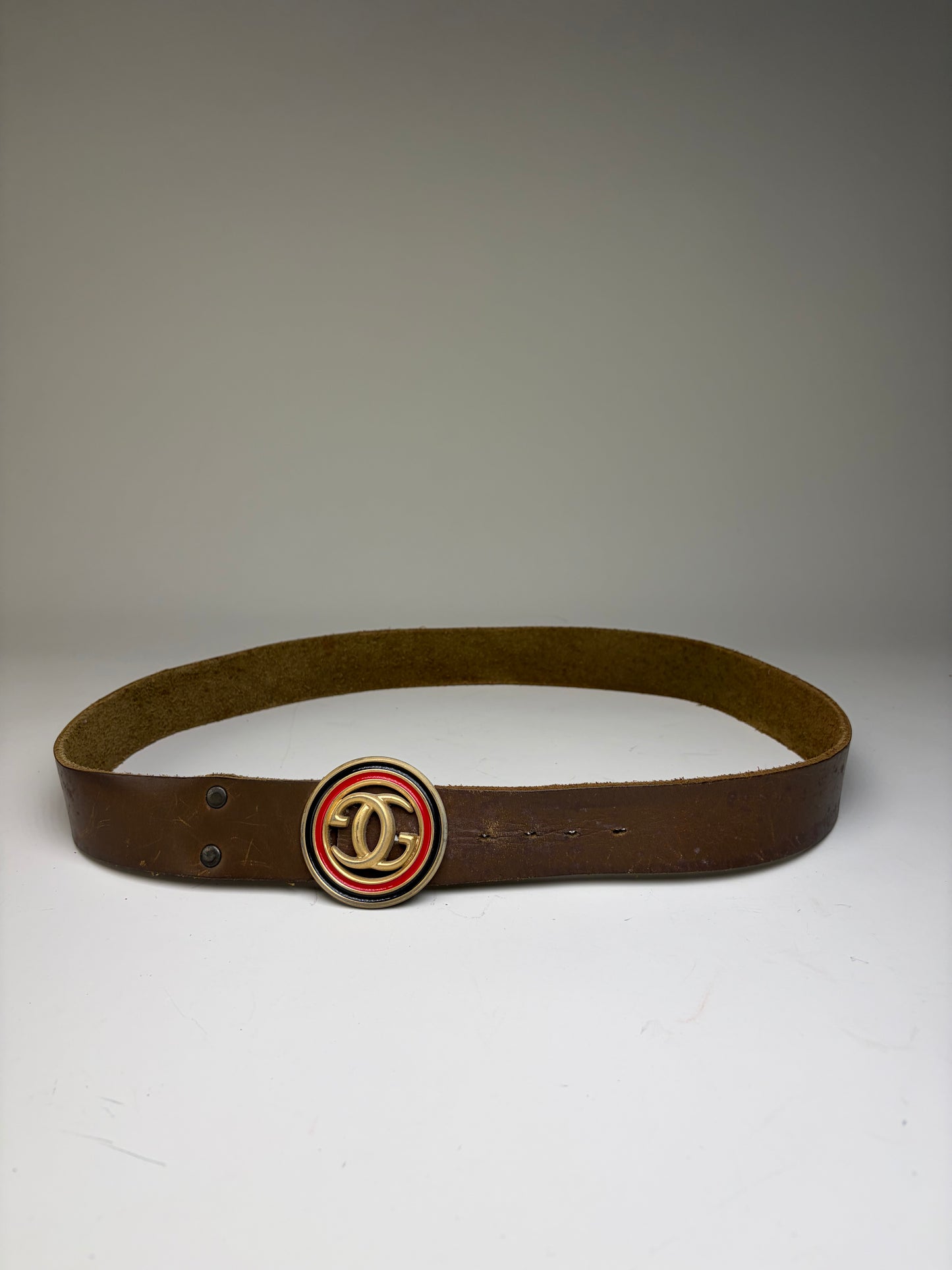 Vintage Gucci Smooth Leather Belt Gold Buckle Brown