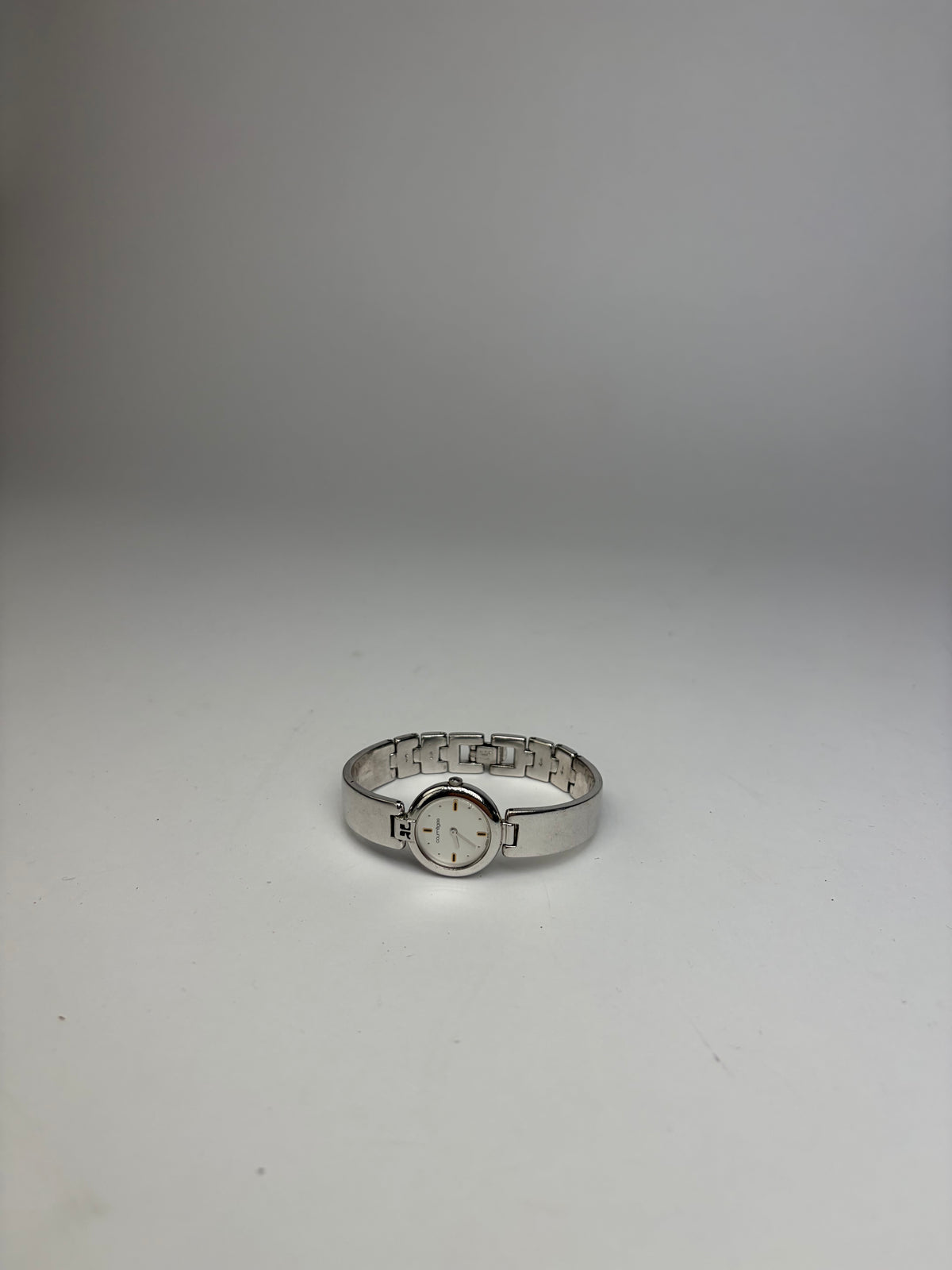 Vintage Courrèges Stainless Steel Bracelet Watch c. Early 1990s Silver White