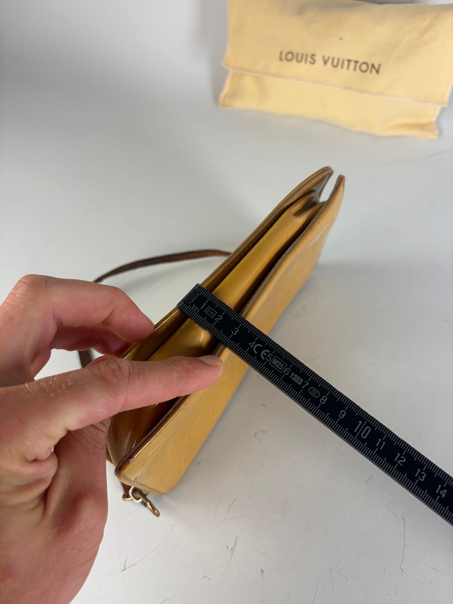 Vintage Louis Vuitton Monogram Vernis Clutch Bag Yellow Gold