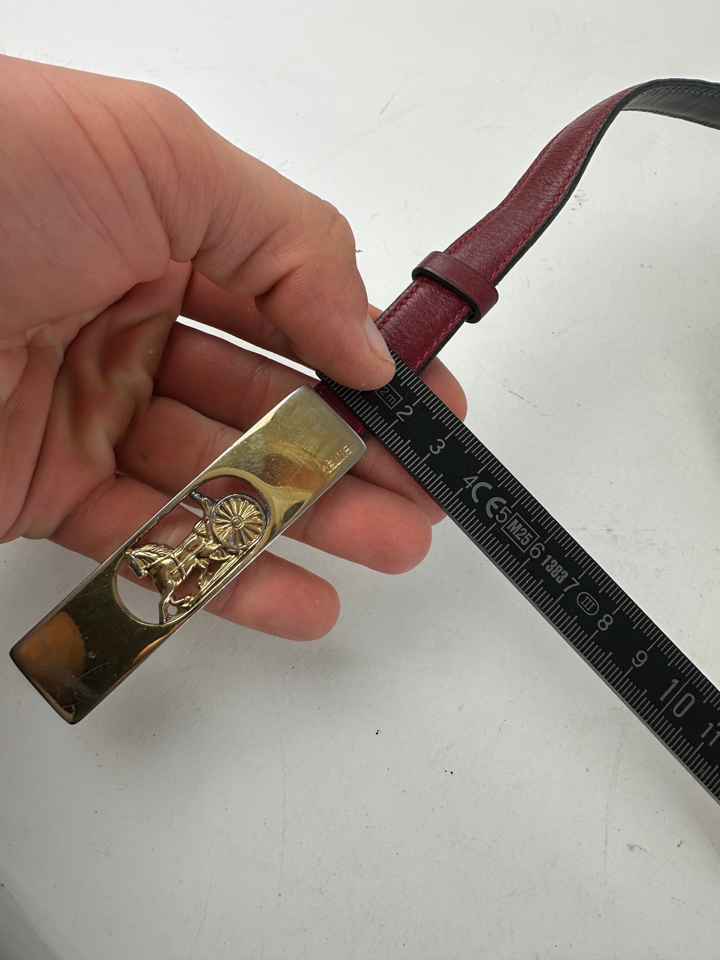 Vintage Celine Leather Belt Burgundy