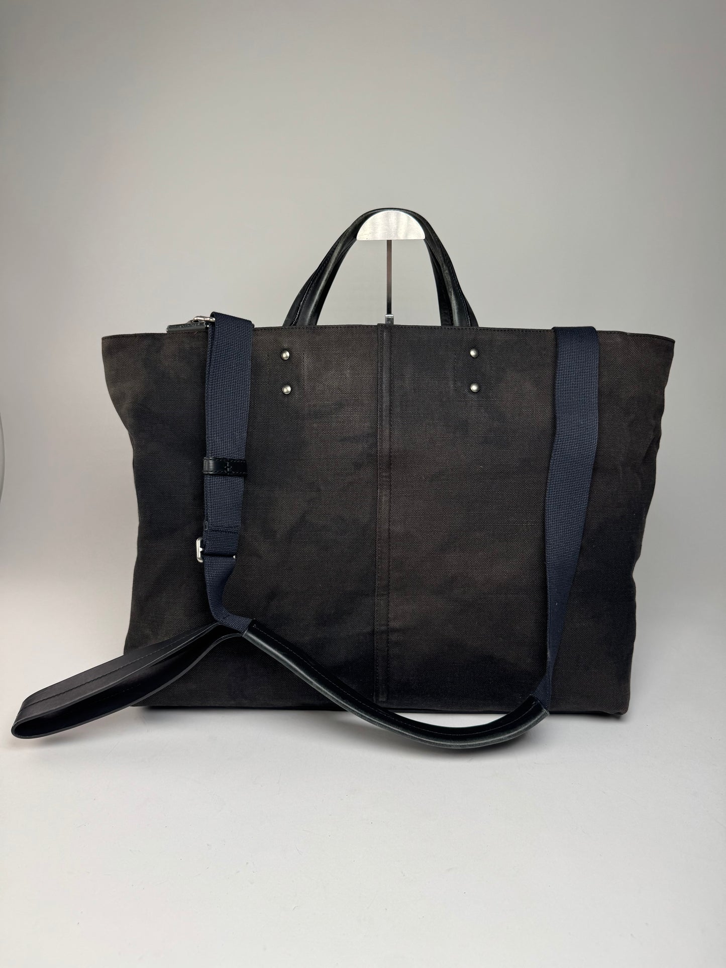 Vintage Yves Saint Laurent Denim / Leather Duffel Bag Black Brown