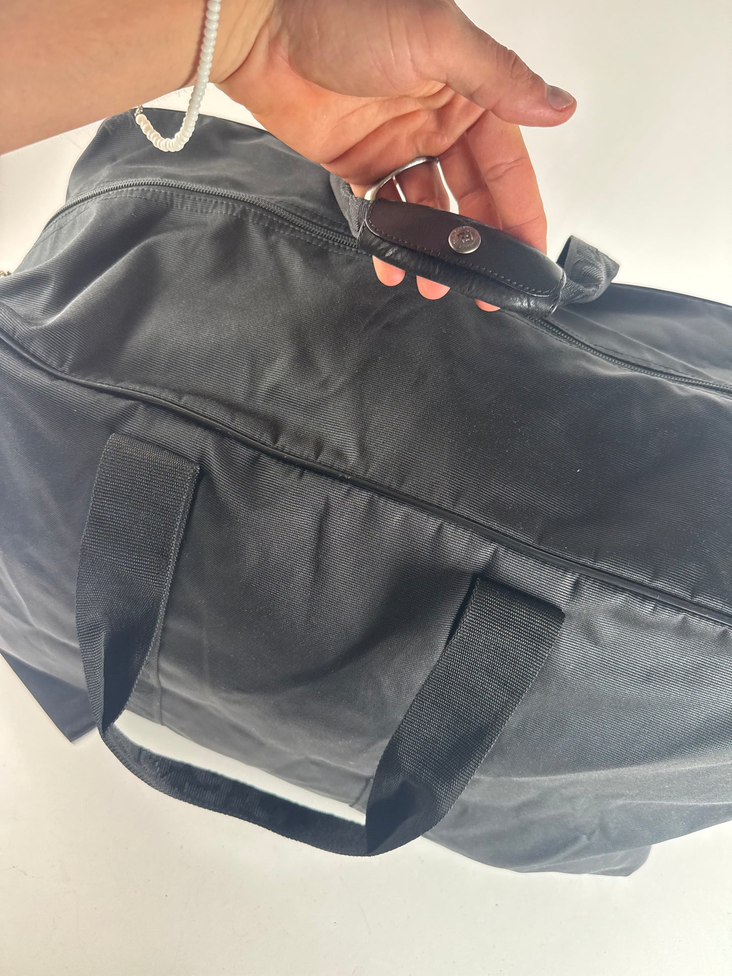 Vintage Fendi Polyester 2Way Duffel Bag Black