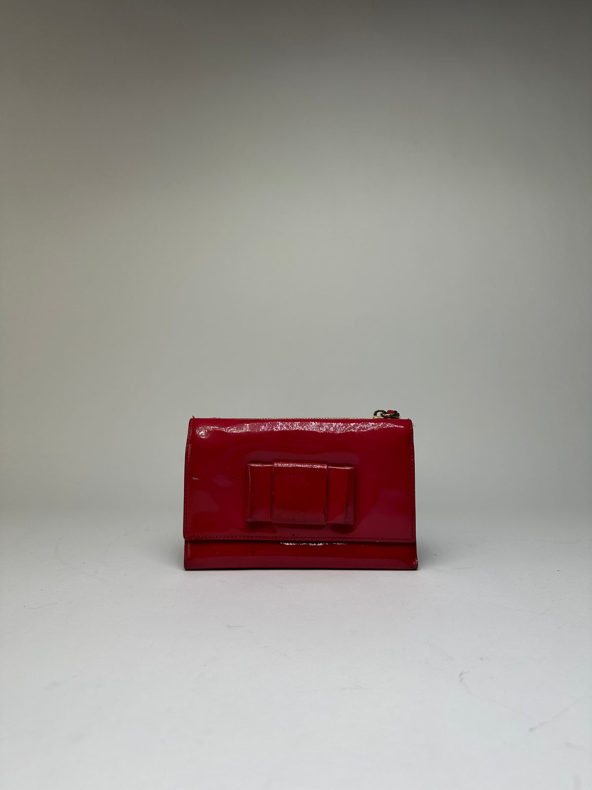 Vintage Miu Miu Patent Flap Wallet c. Late 2000s Red Burgundy