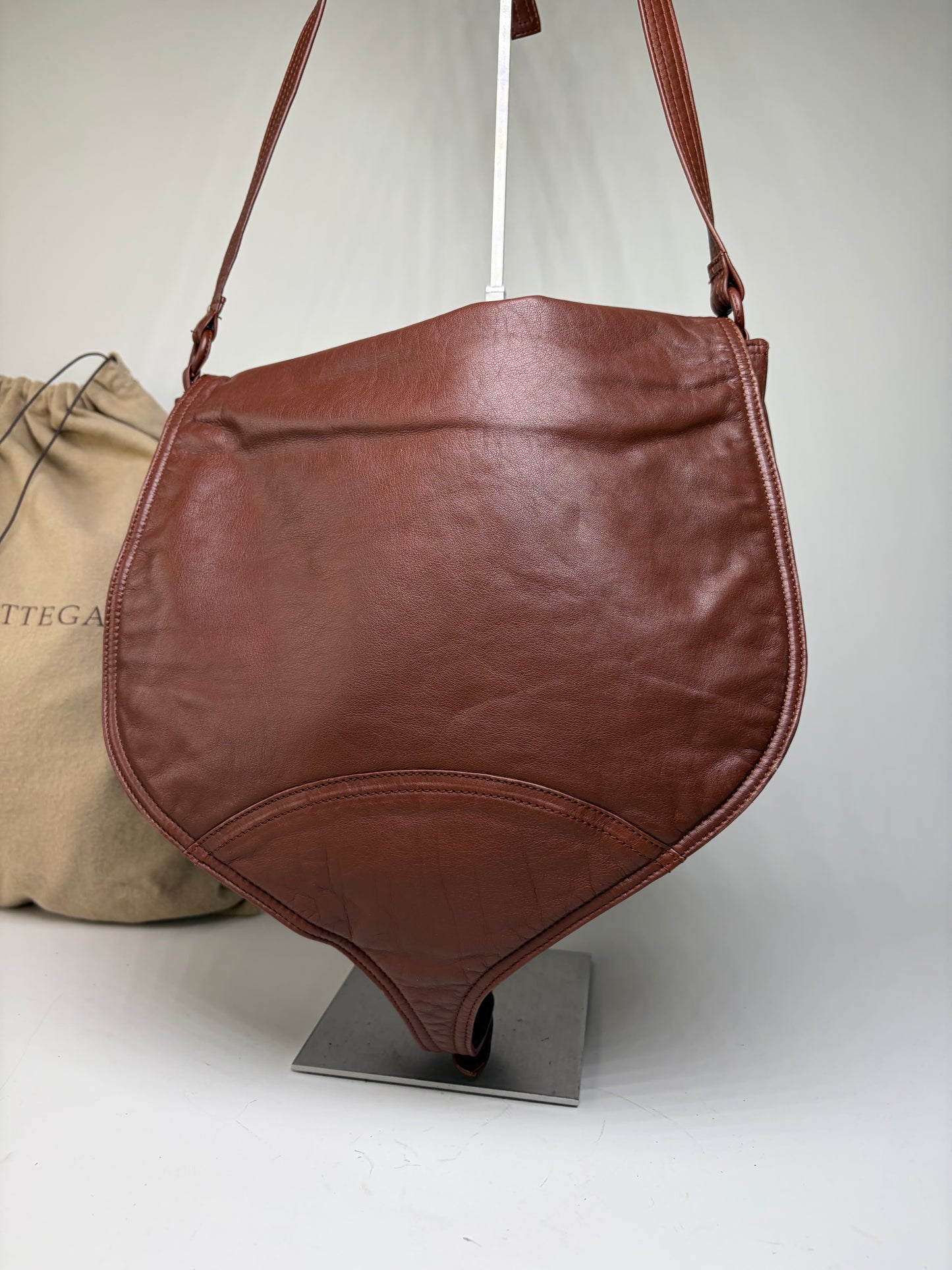 Vintage Bottega Veneta Soft Leather Hobo Bag Rust Brown