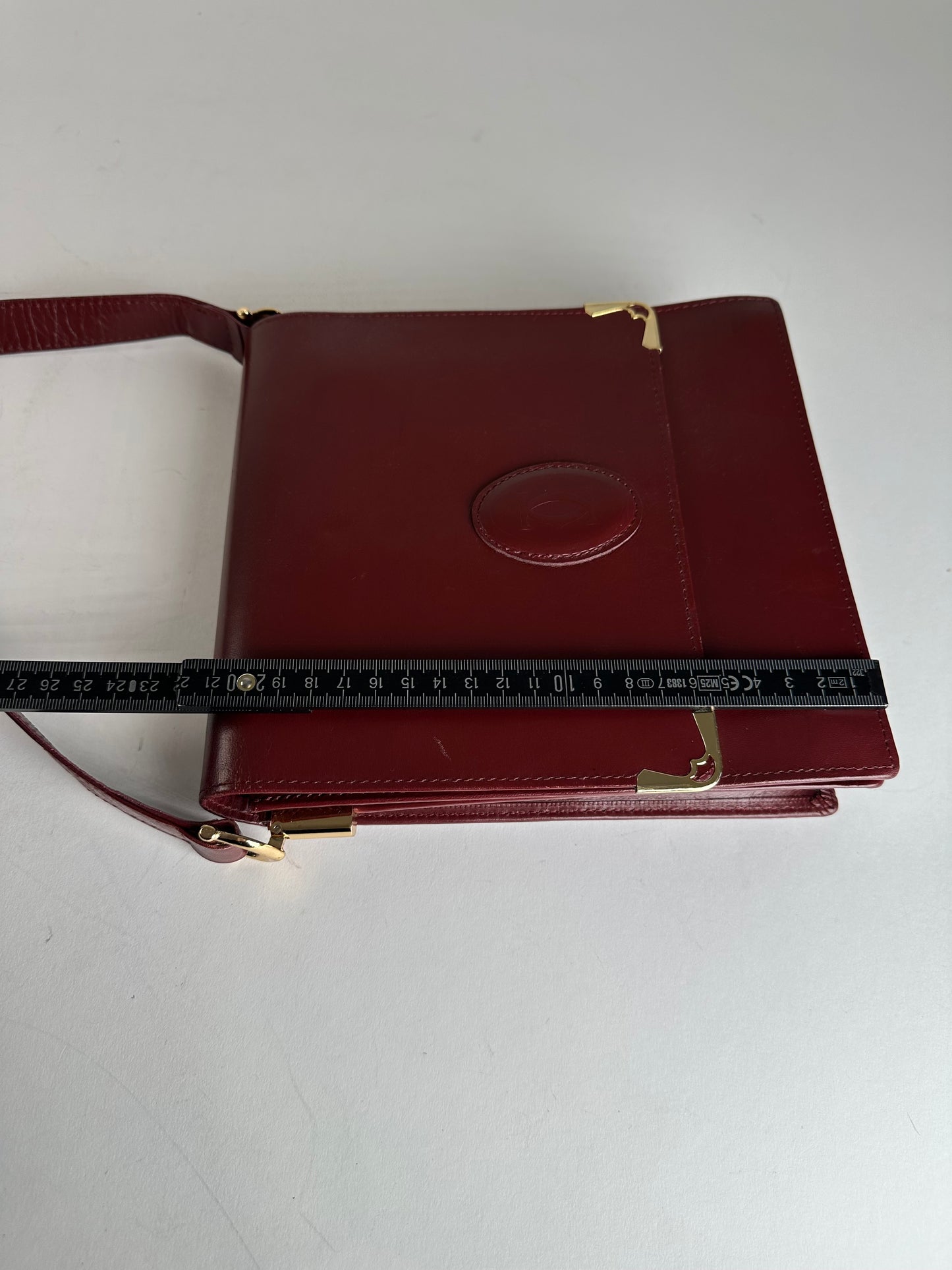 Vintage Cartier Leather Shoulder Bag Burgundy