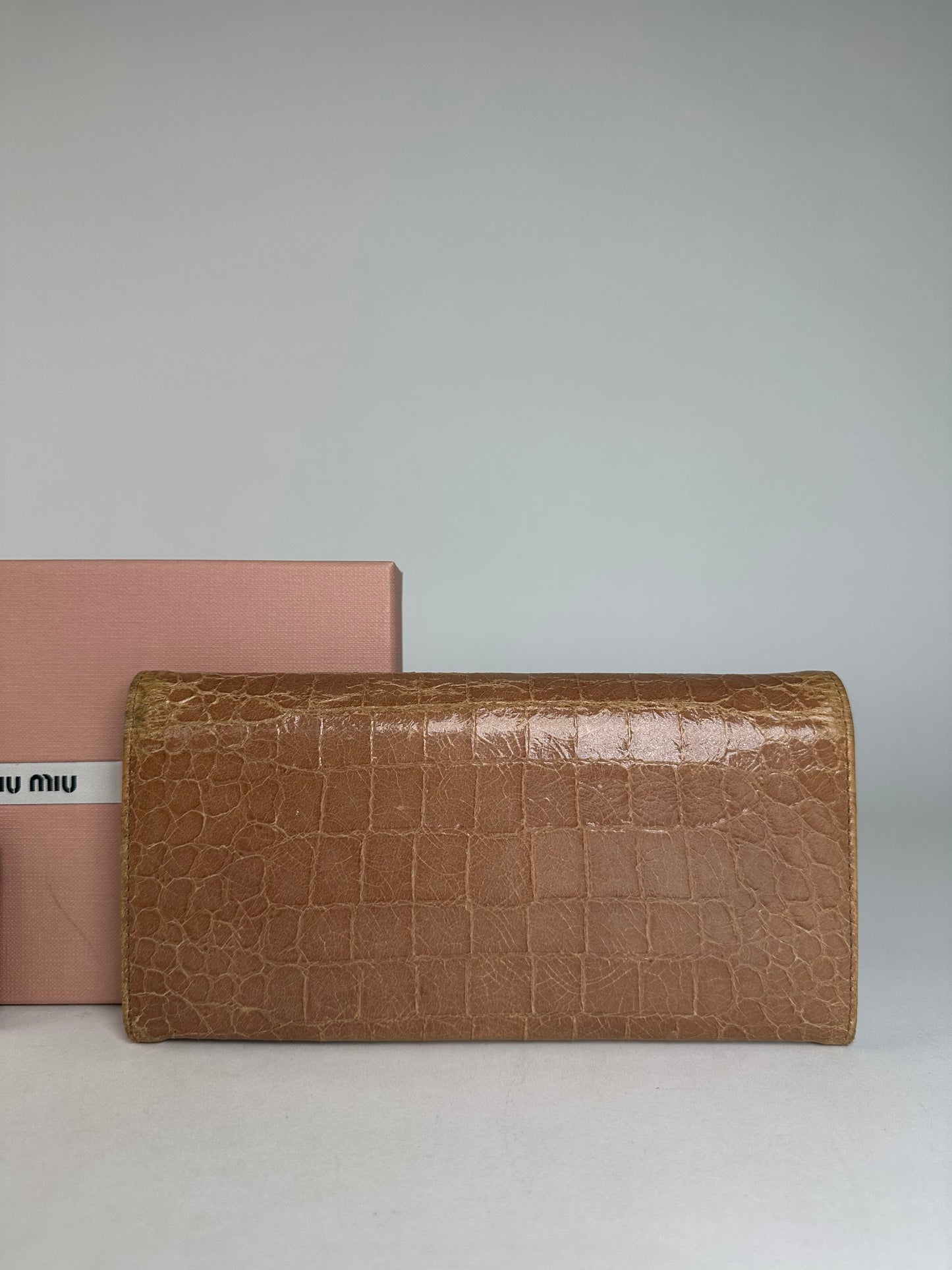 Vintage Miu Miu Leather Long Crocodile Wallet Brown