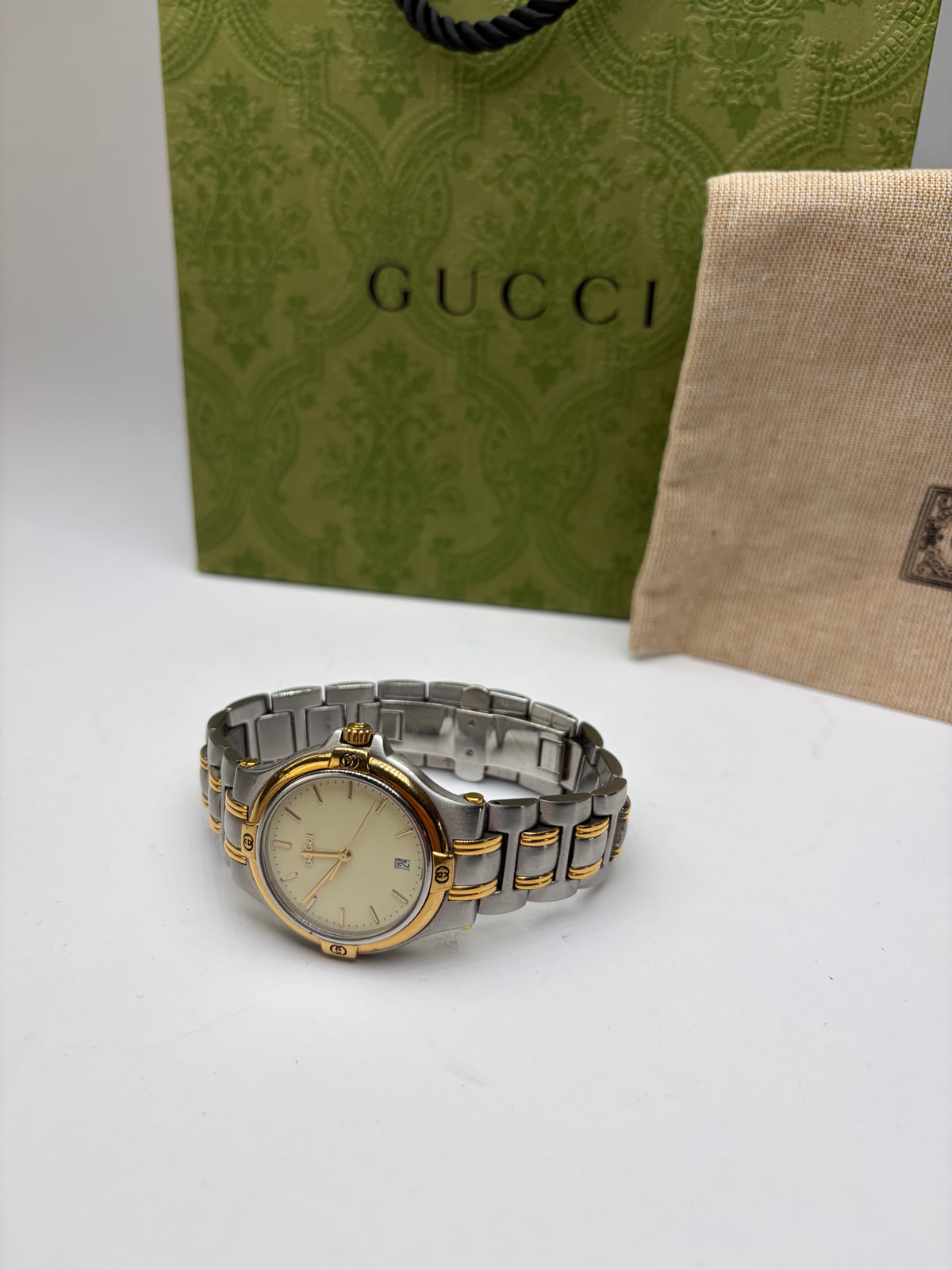 Vintage Gucci Two-Tone Bracelet Watch Late 1990s Silver Gold