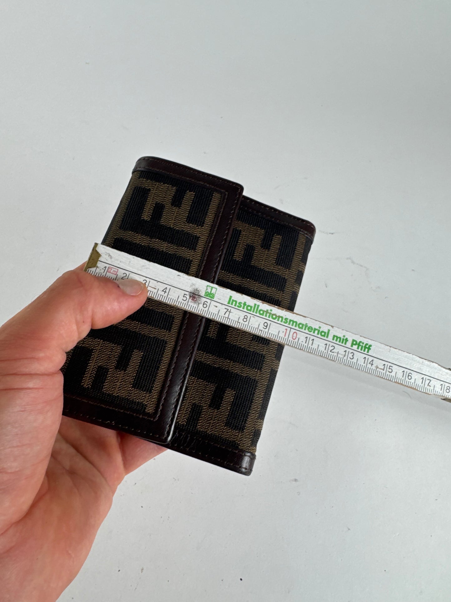 Vintage Fendi Roma FF monogram canvas leather wallet brown