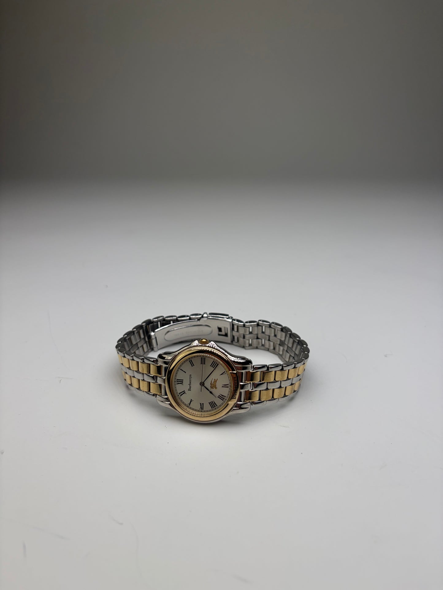 Vintage Burberry Stainless Steel Bracelet Watch Silver Gold