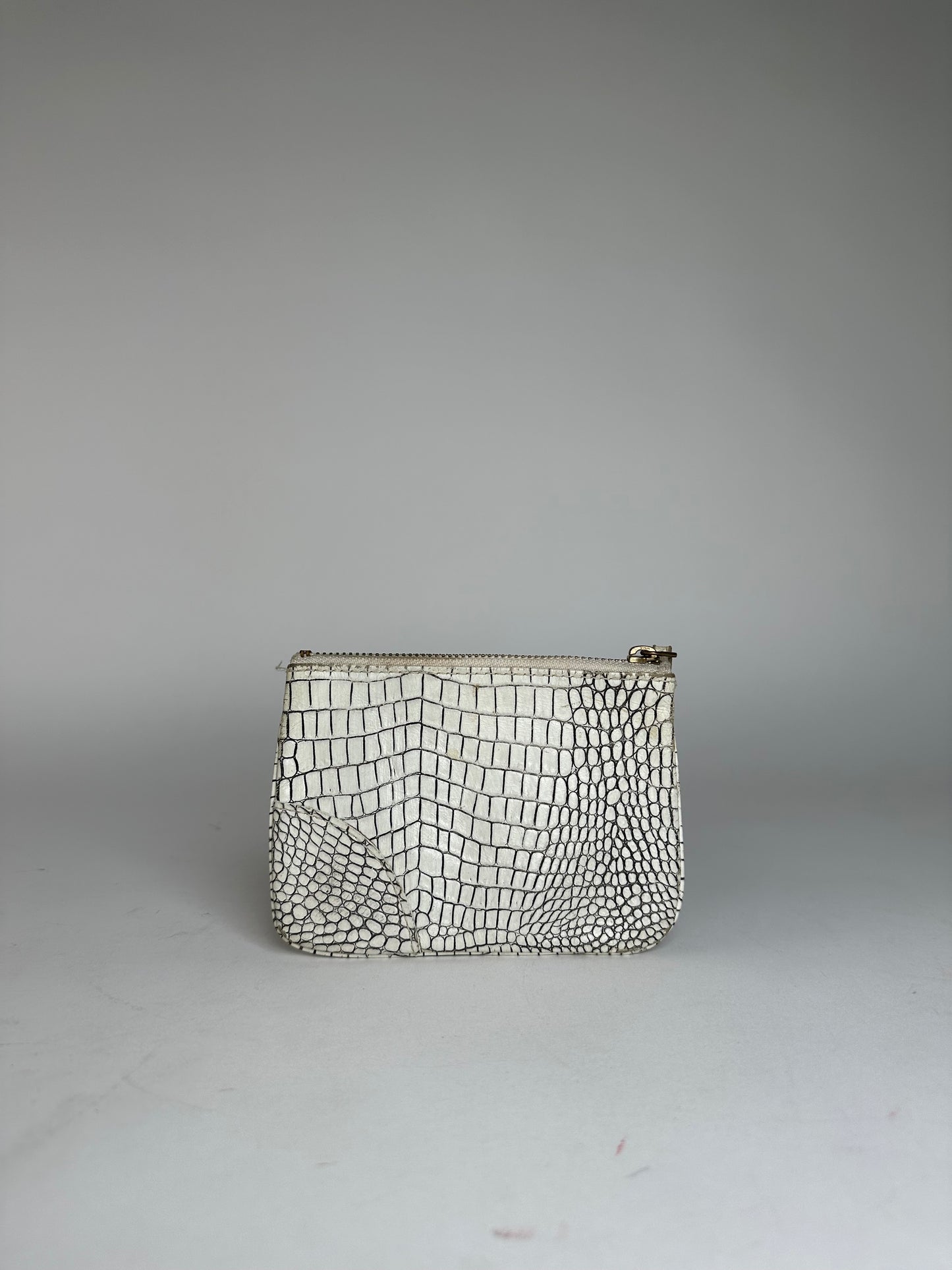 Vintage Comme Des Garçons Abstract Leather Clutch White Black