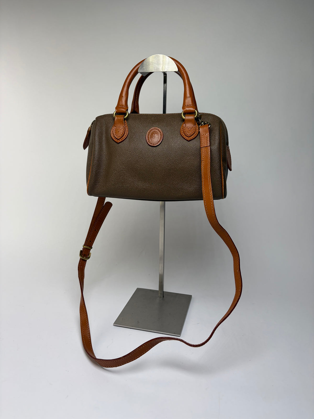 Vintage Courrèges Structured Leather Top-Handle Bag Late 1970s Brown