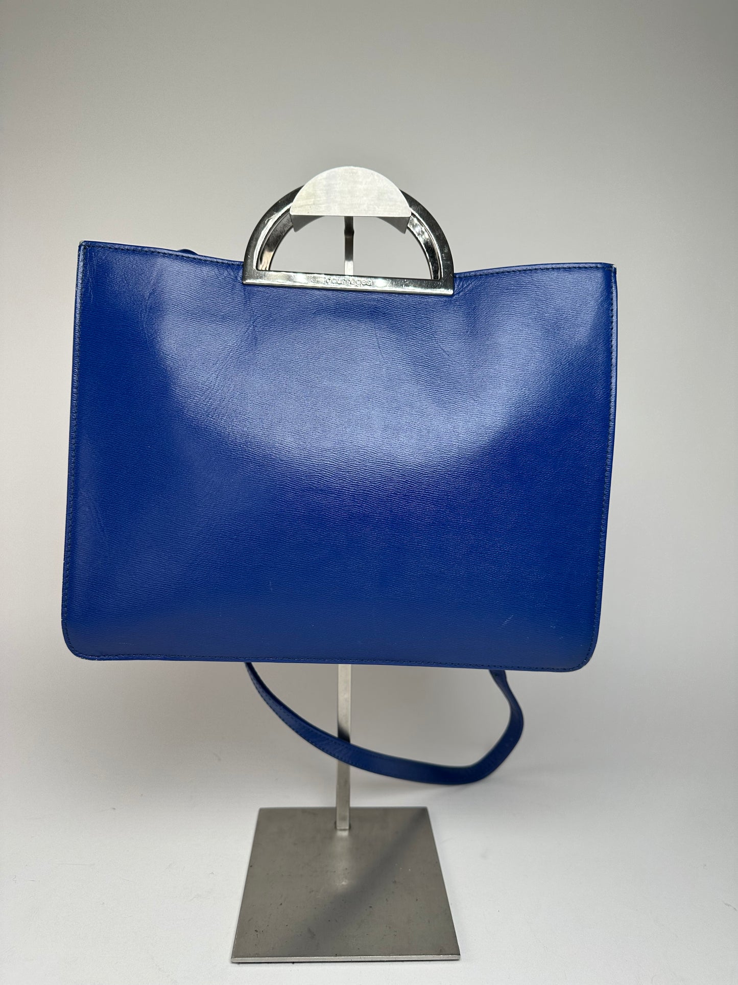 Vintage Courreges 2Way Leather Handbag Blue