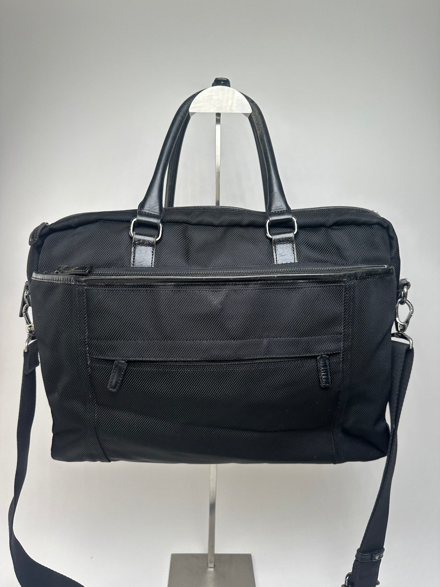Burberry Black Nylon Briefcase with Multiple Compartments