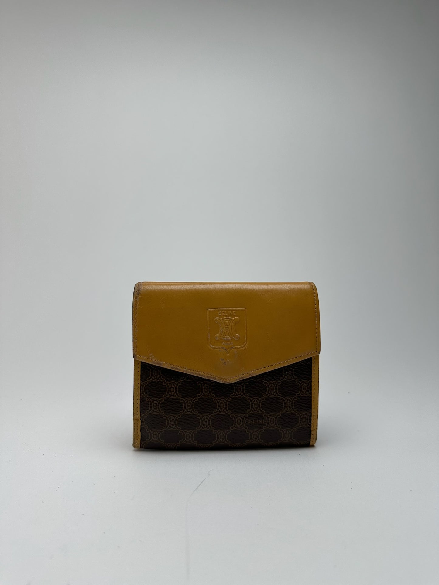 Vintage Celine Leather Monogram Wallet Brown
