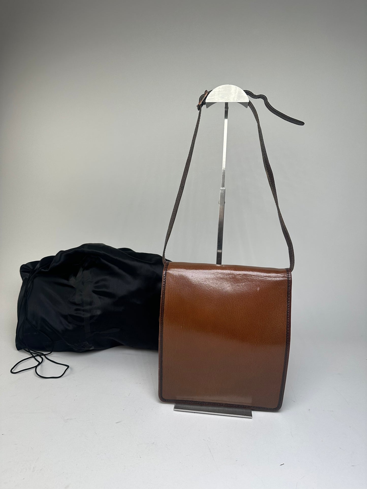 Vintage Yves Saint Laurent Leather Shoulder Bag Brown