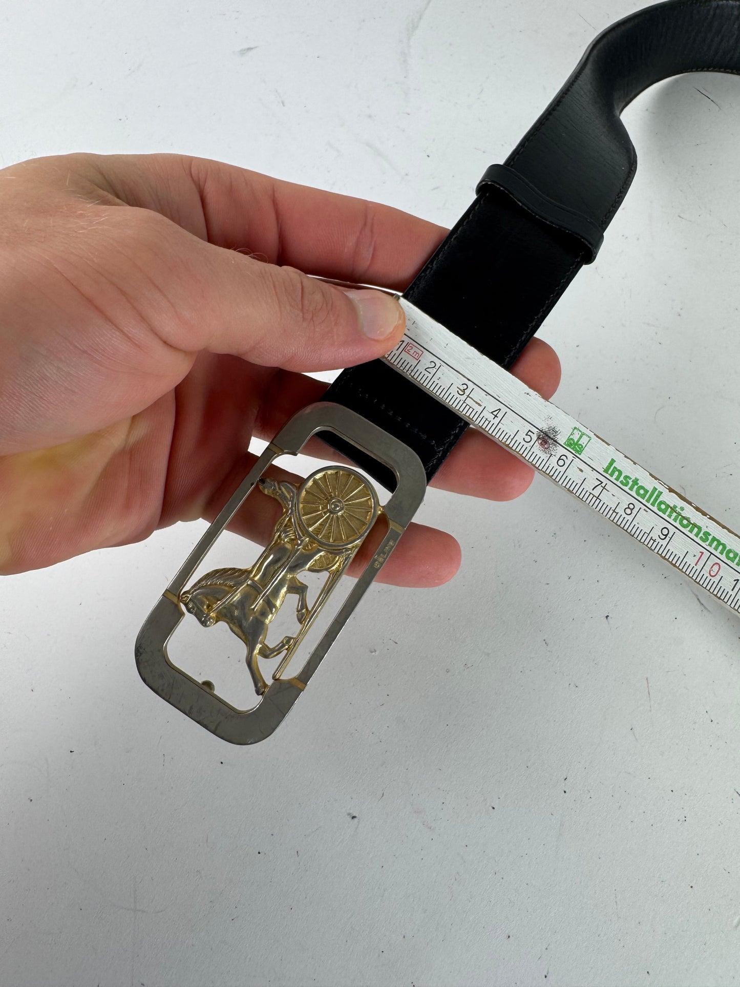 Vintage Celine Carriage Leather Belt Black