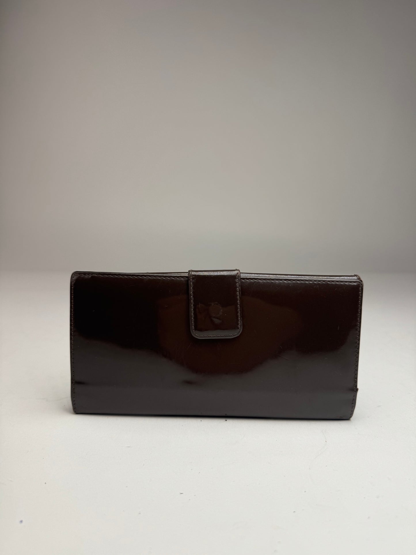 Vintage Gucci Patent Leather Horsebit Wallet Brown