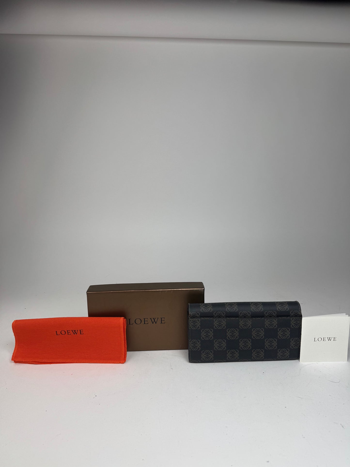 Vintage Loewe Anagram Leather Wallet Navy Brown