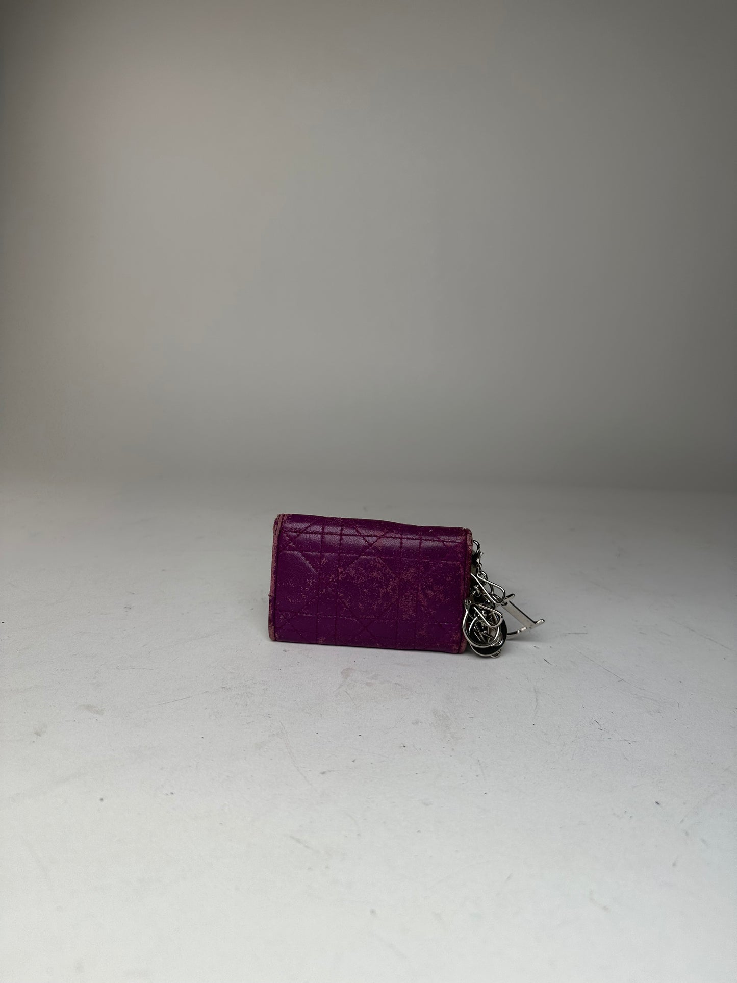 Dior Quilted Leather Key Holder Accessory Purple