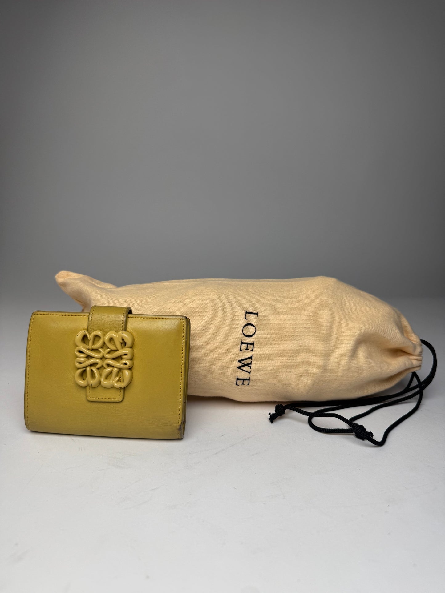 Vintage Loewe Anagram Logo Leather Wallet Yellow