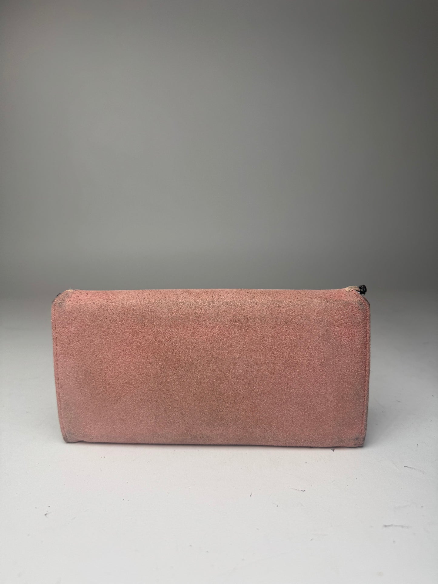 Portefeuille vintage Stella Mc Cartney en daim végétalien rose