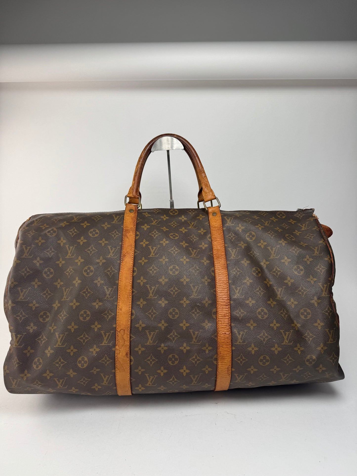 Sac de sport vintage Louis Vuitton Monogram 60keepball en cuir marron