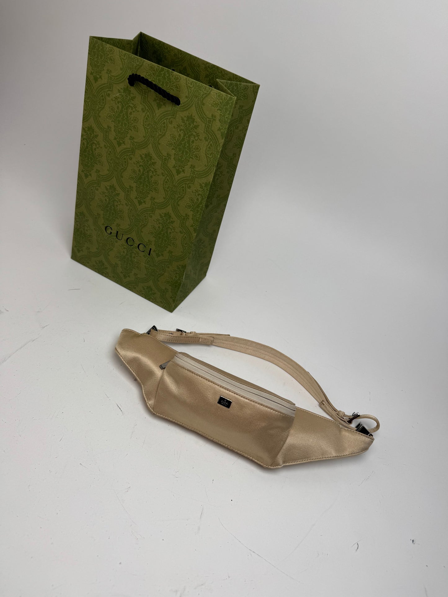 Vintage Gucci Satin Waist Bag Golden