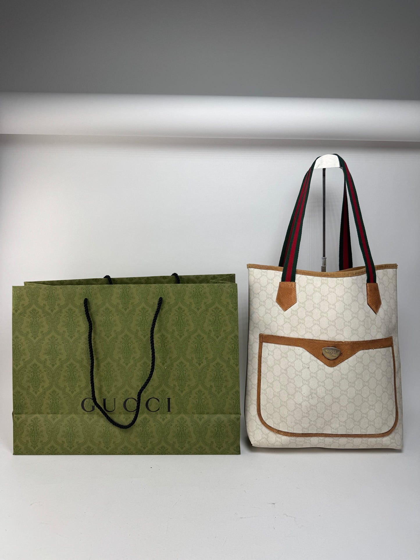 Vintage Gucci Monogram Leather shopper white