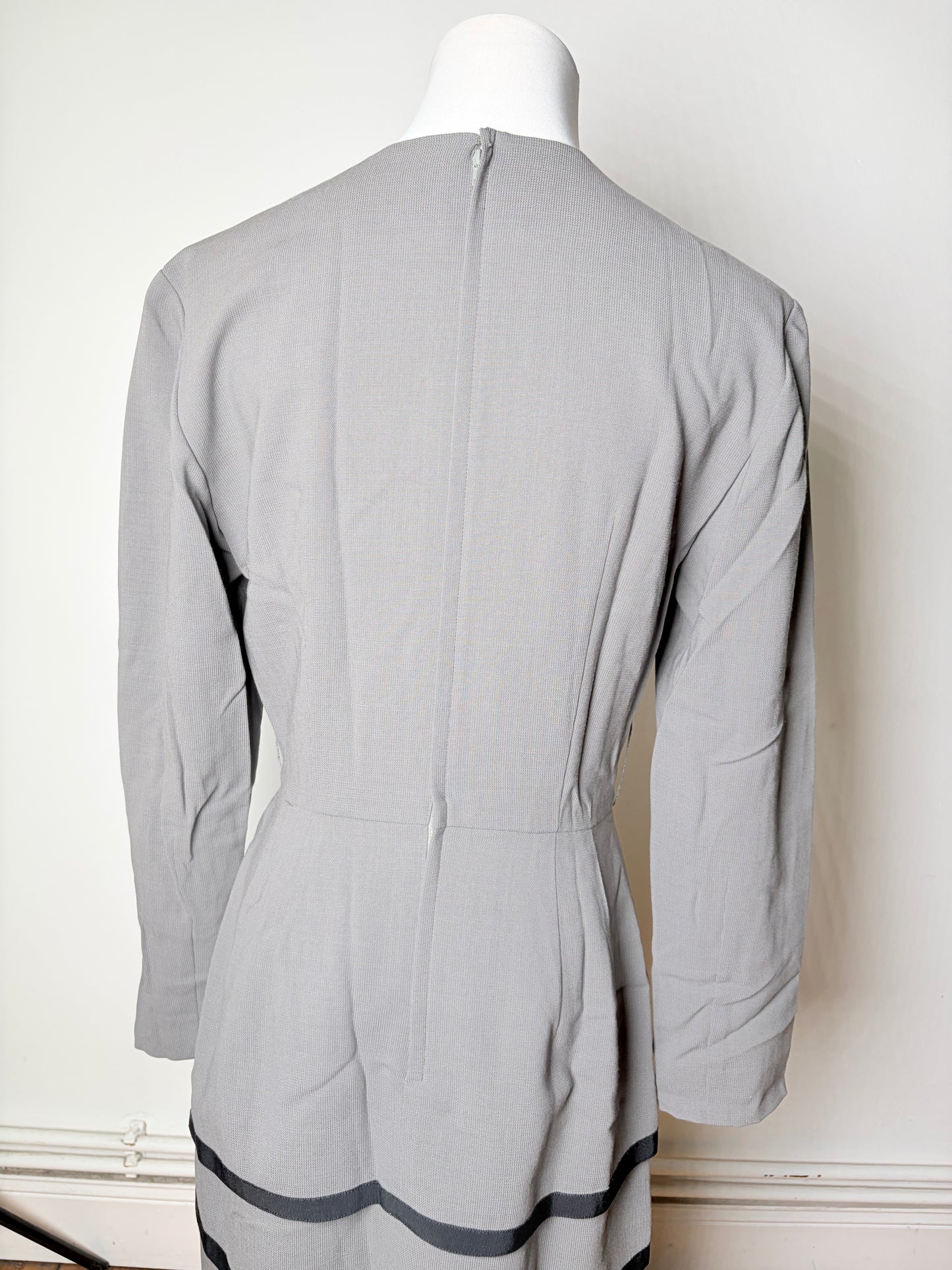 Vintage Balenciaga Wool Dress Gray Black L