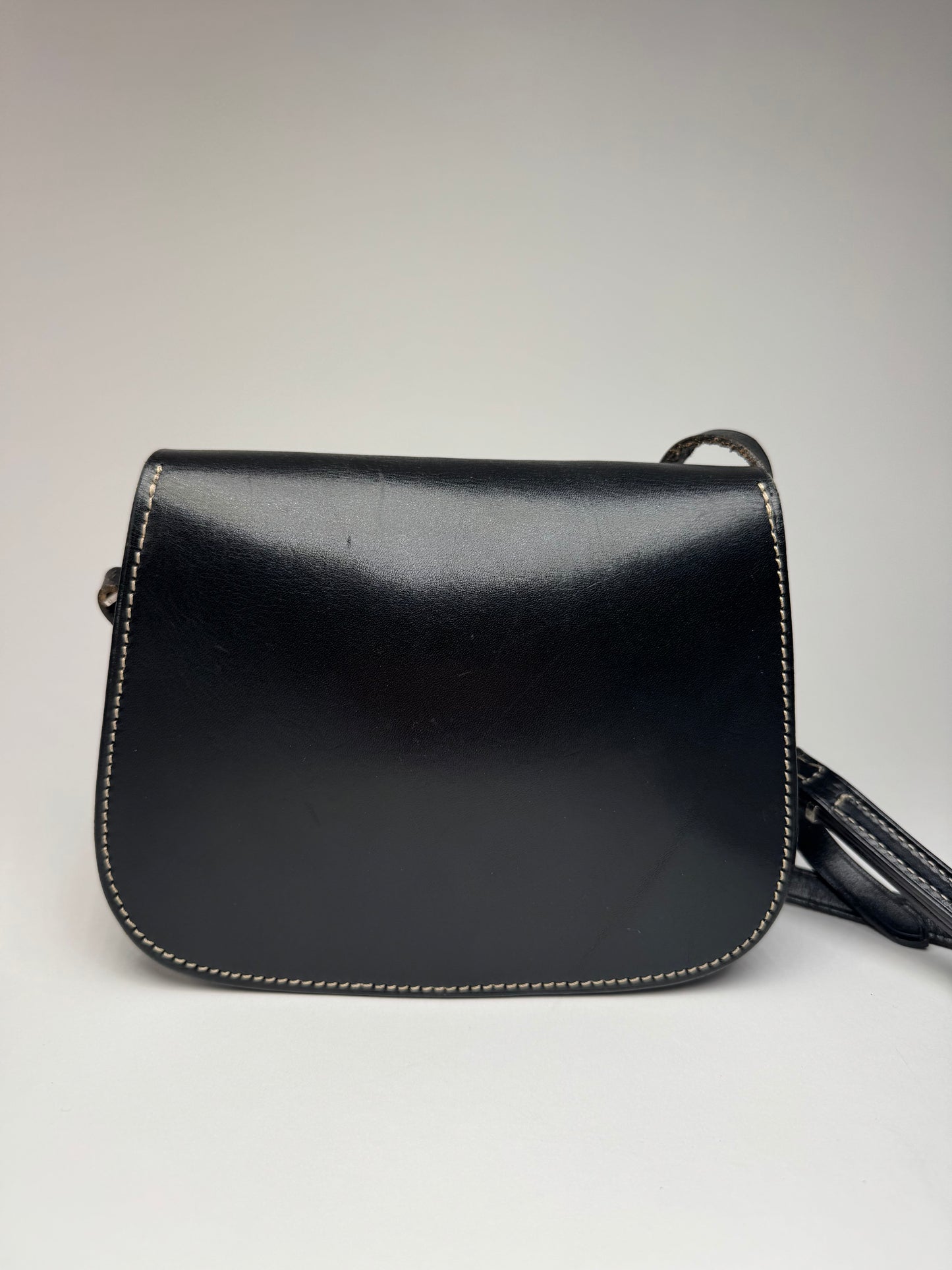 Vintage Courreges Crossbody Leather Bag Black
