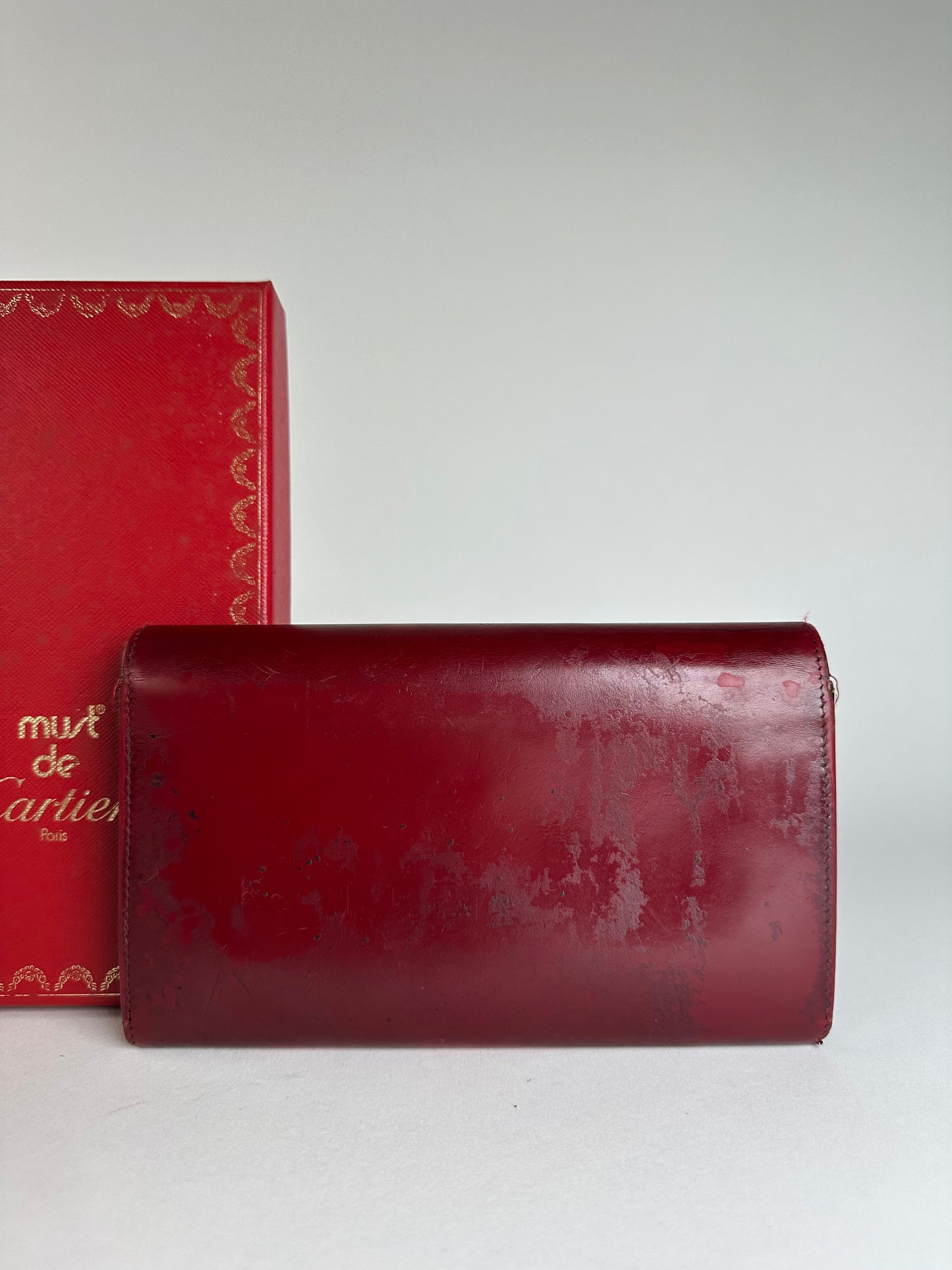 Vintage Cartier Patent Wallet Burgundy