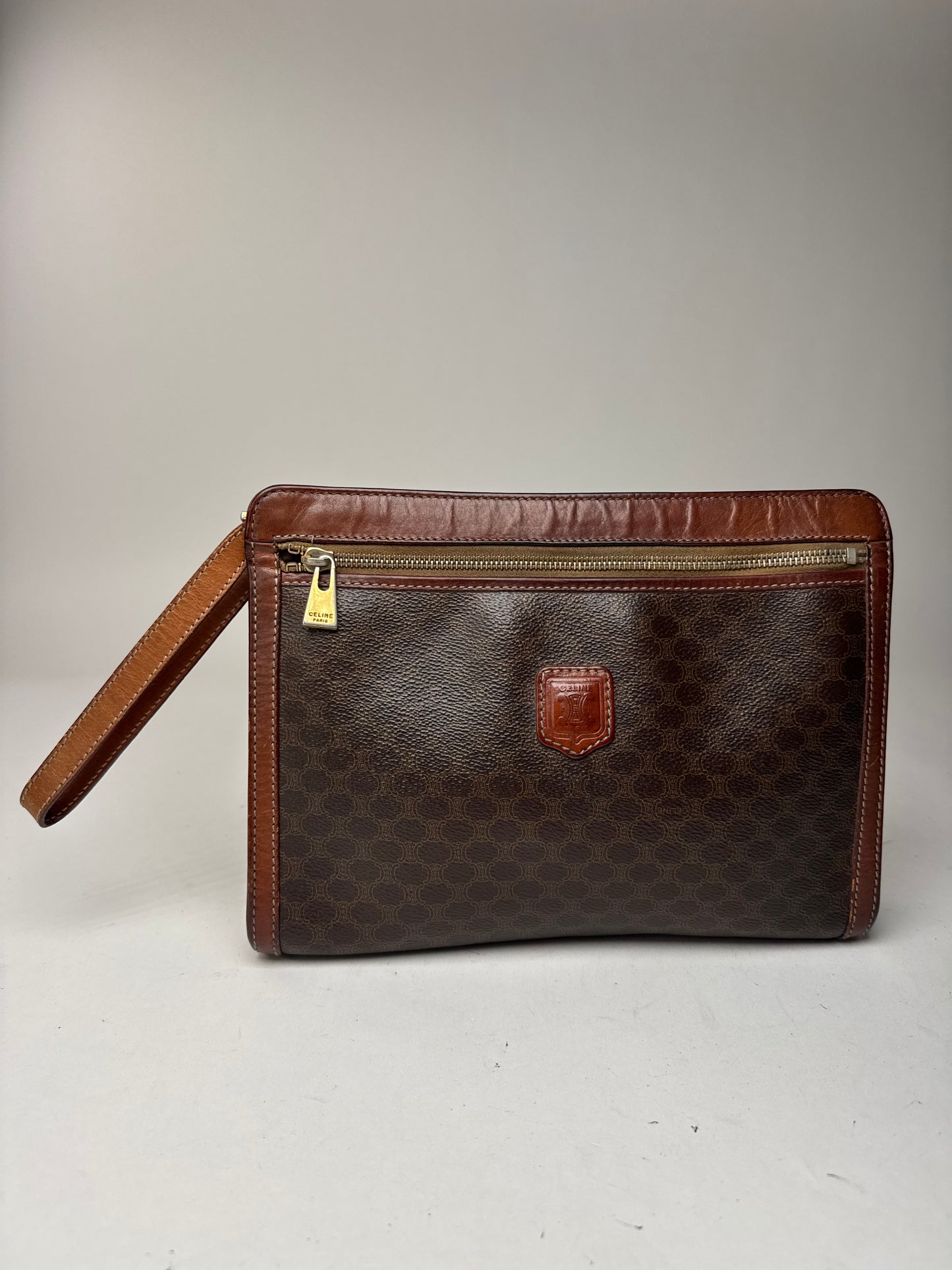 Pochette vintage en cuir marron Céline Paris