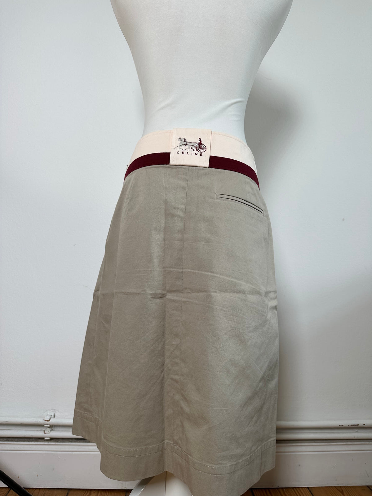 Vintage Celine A-line Skirt Beige Cream Late 1980s S