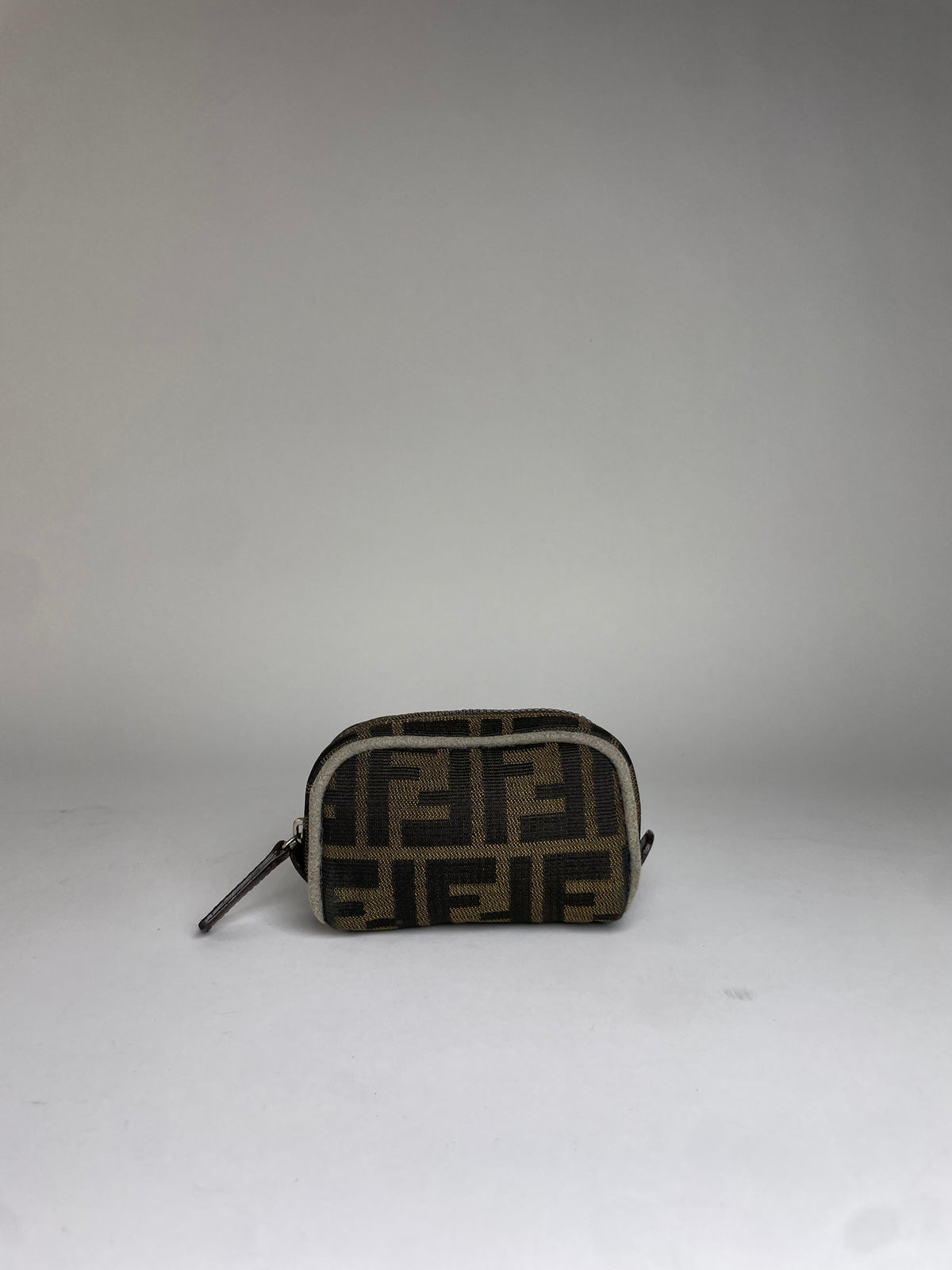 Vintage Fendi Zucca Canvas Cosmetic Pouch Late 1980s Brown Black