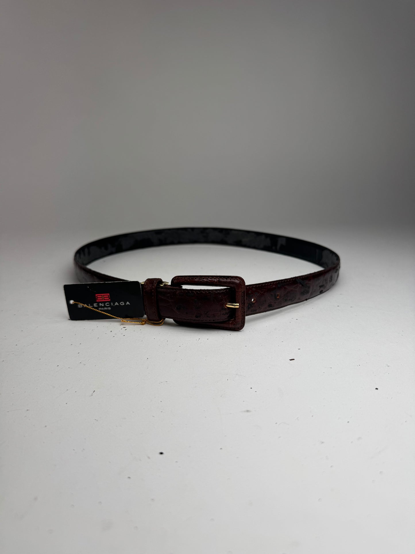 Vintage Balenciaga Purple patent leather belt crocodile emblossed