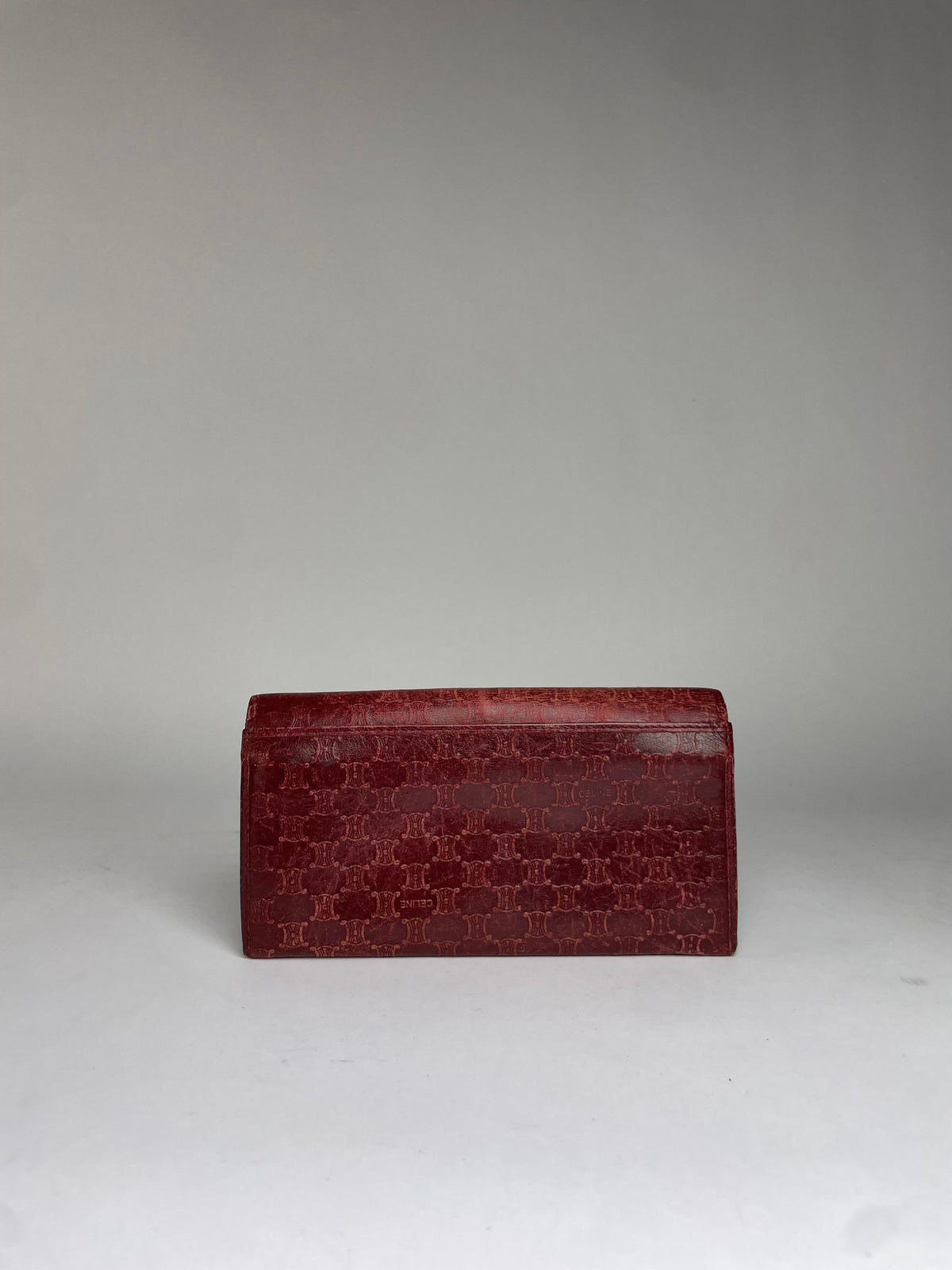 Vintage Celine Macadam Leather Bifold Wallet Late 1980s Burgundy