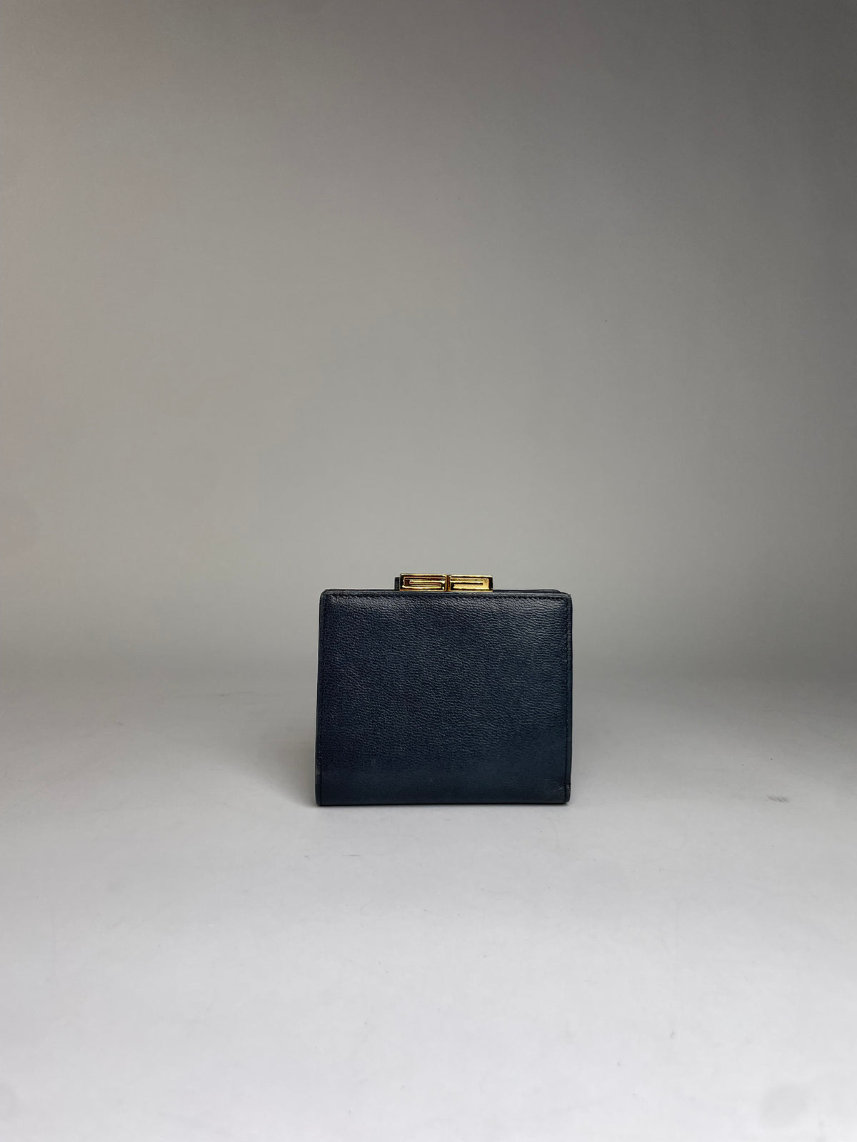 Vintage Givenchy 4G Logo Grained Leather Bifold Wallet Late 1970s Navy