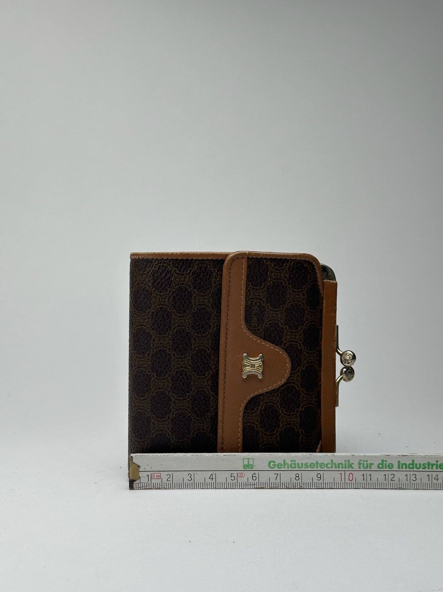 Vintage Celine Paris Leather Wallet Brown monogram triomphe