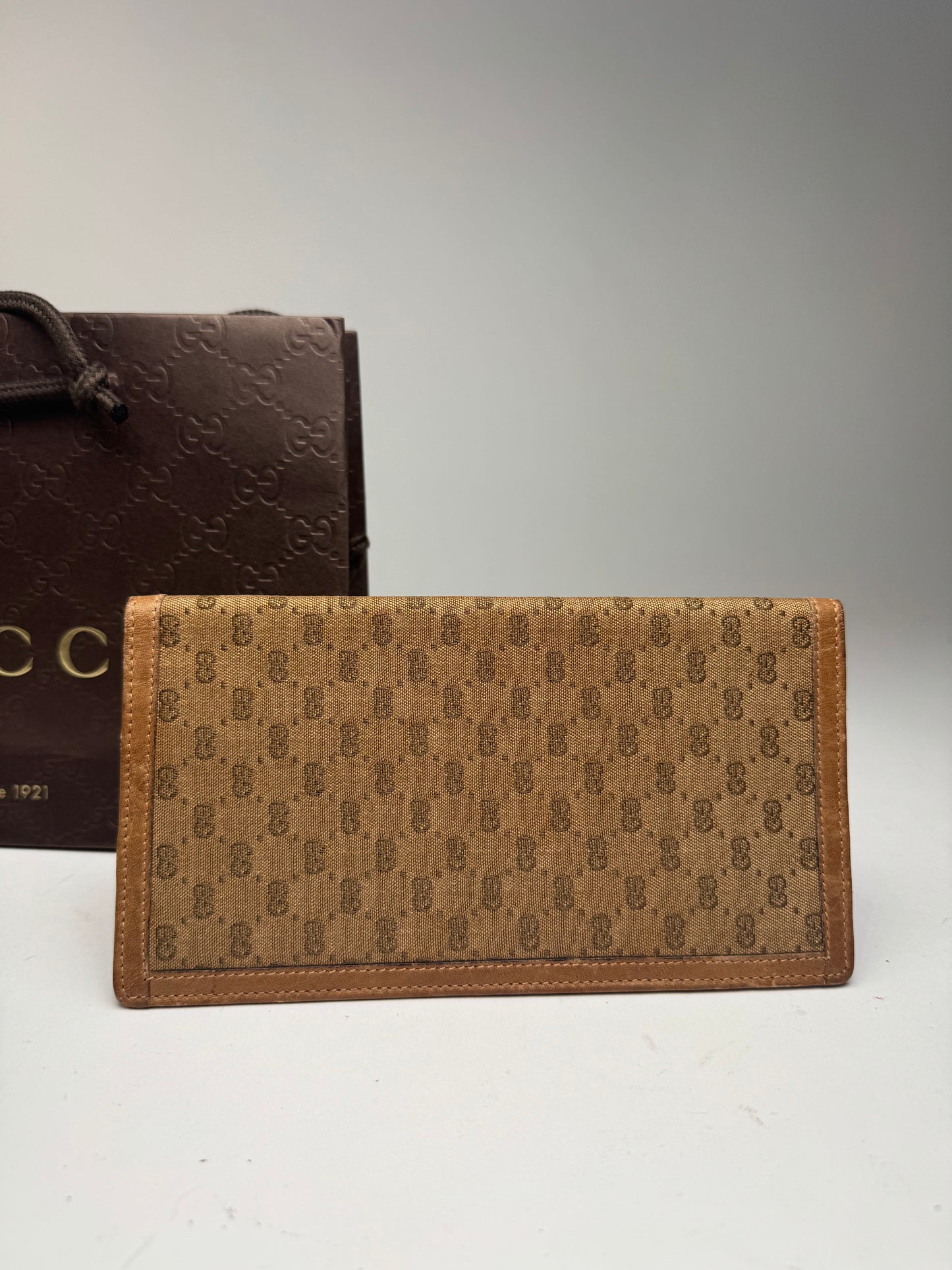 Porte-cartes/carte d'identité Gucci Monogram vintage beige marron
