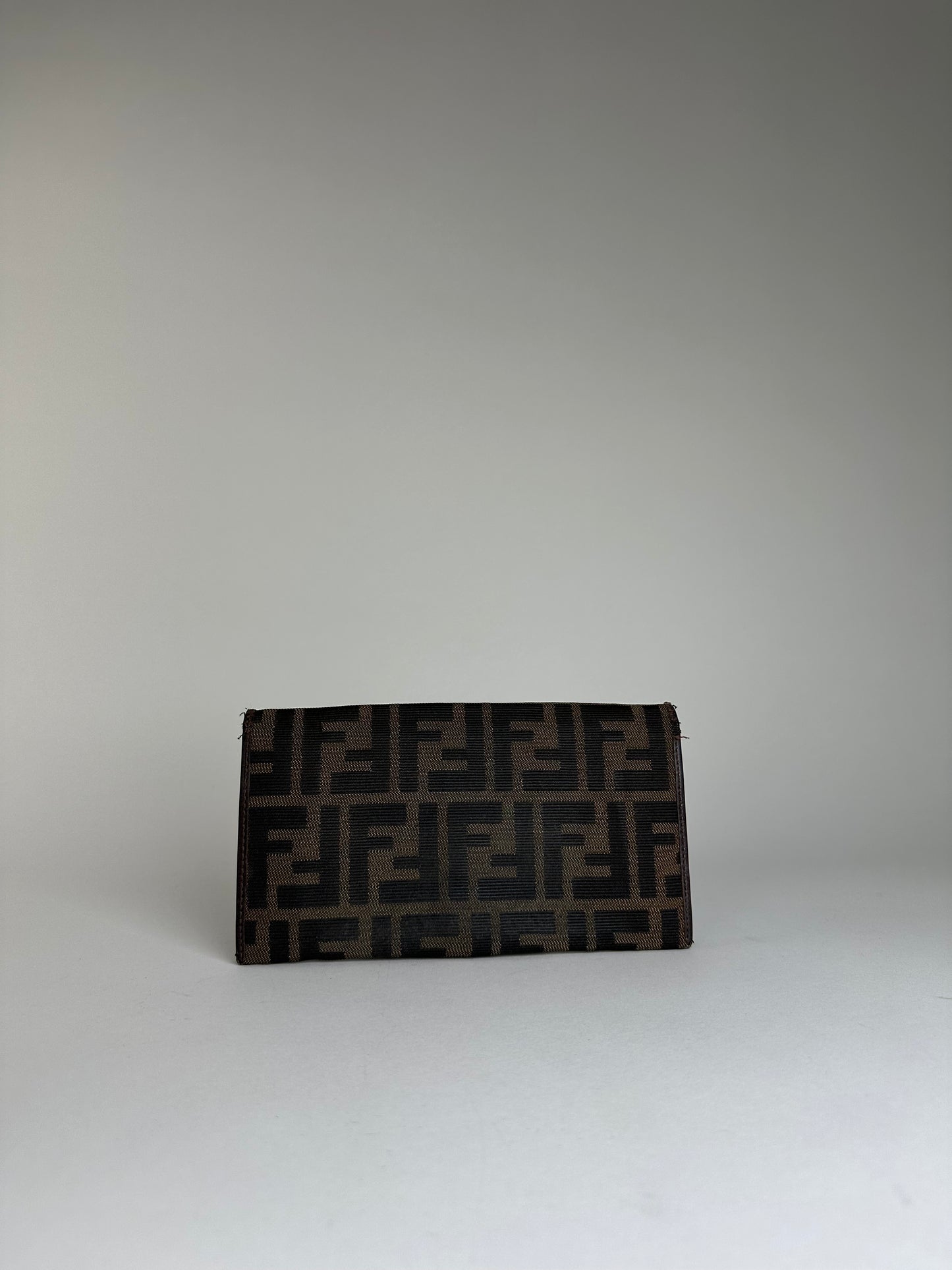 Vintage Fendi Ff Clutch Wallet Brown