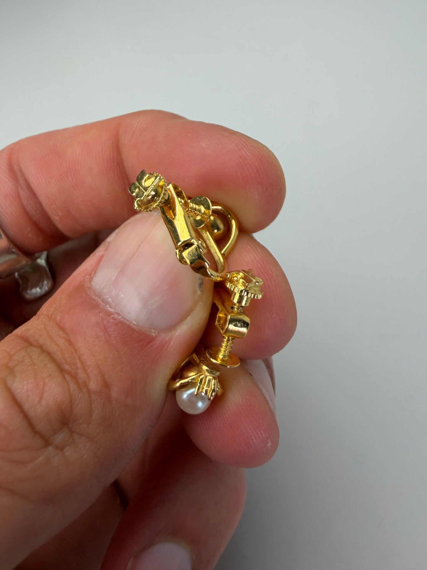 Vintage Courreges Pearl Accent Clip-On Earrings Gold