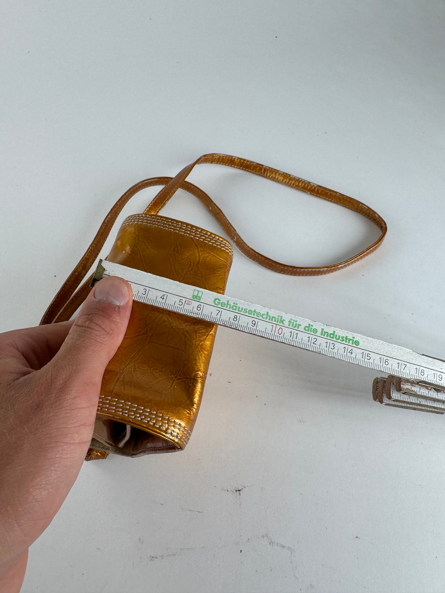 Sac vintage en cuir verni Loewe Madrid orange doré