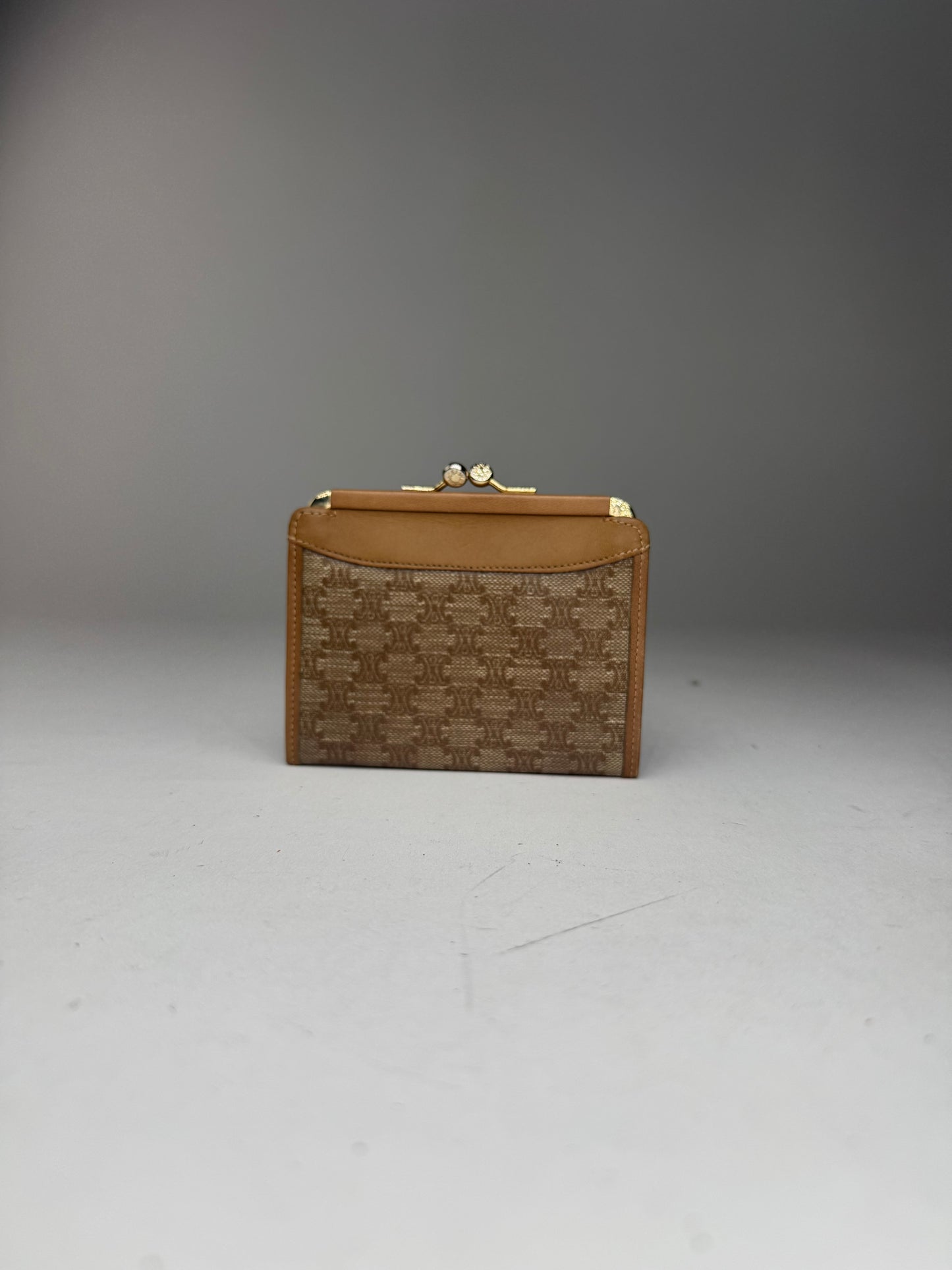 Porte-cartes vintage en cuir Céline Paris beige marron