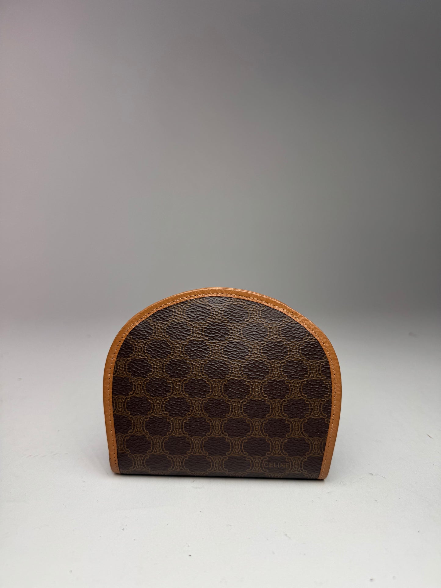 Portefeuille vintage en cuir Monogram Celine Paris Marron