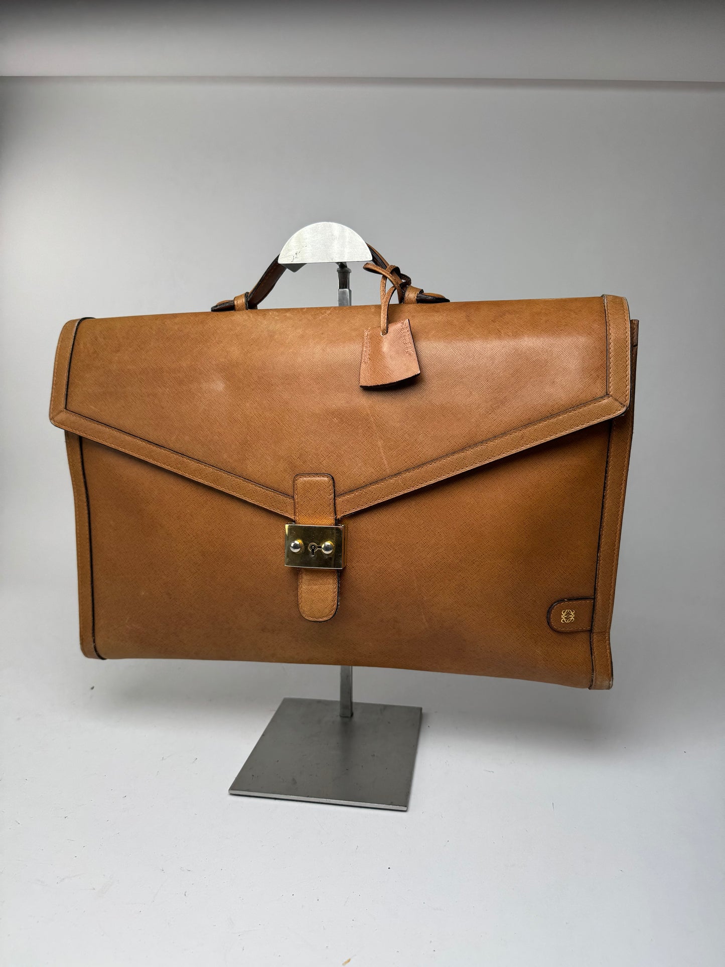 Vintage Loewe Madrid LEATHER Briefcase camel
