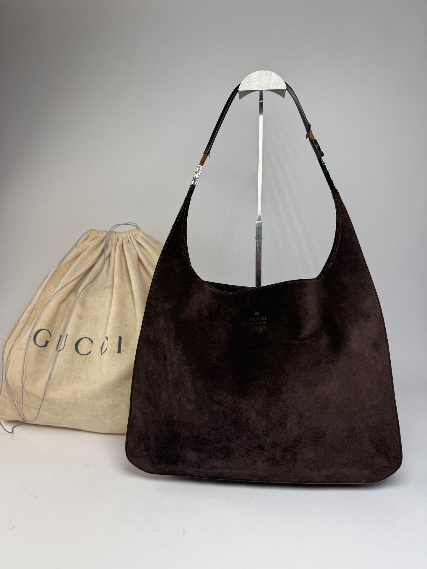 Vintage Gucci Suede Leather Handbag Brown