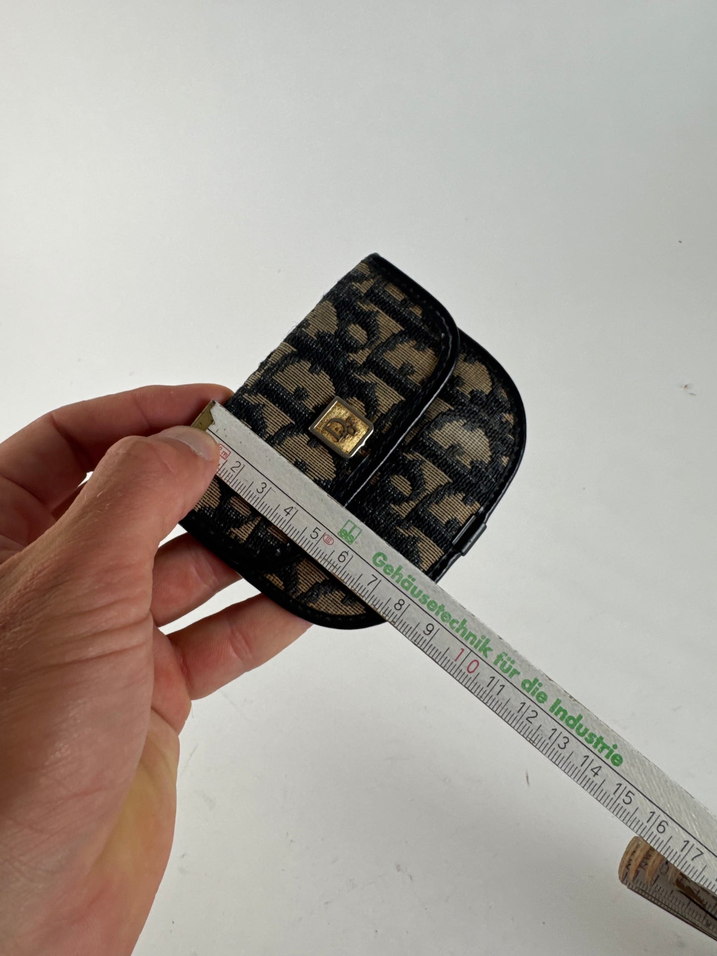 Porte-cartes oblique vintage Dior Monogram beige bleu